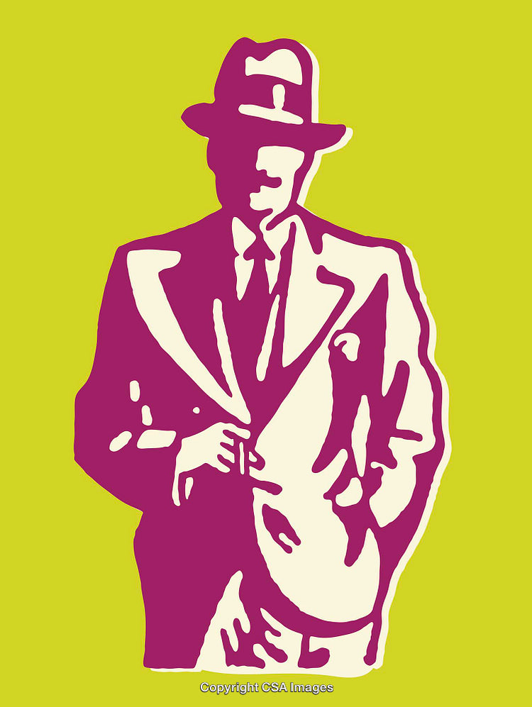 Colorful Pop Art Illustration of a Stylish Man in a Suit and Hat