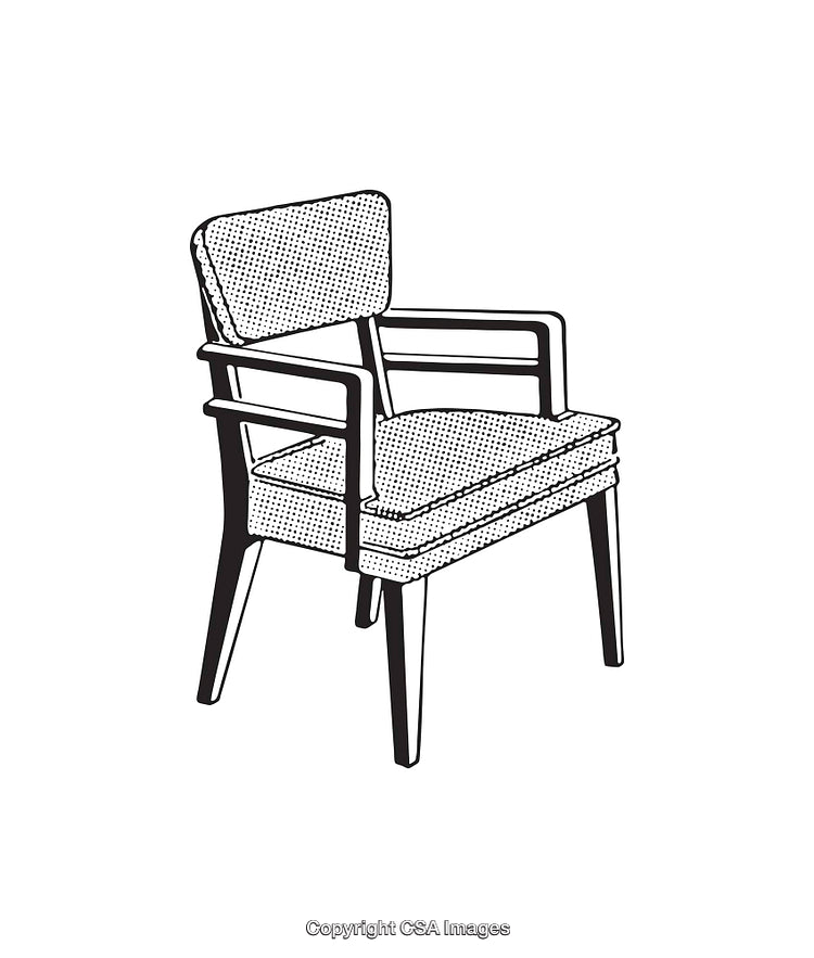 Illustration of a Modern Armchair with Unique Detailed Design in Line Art