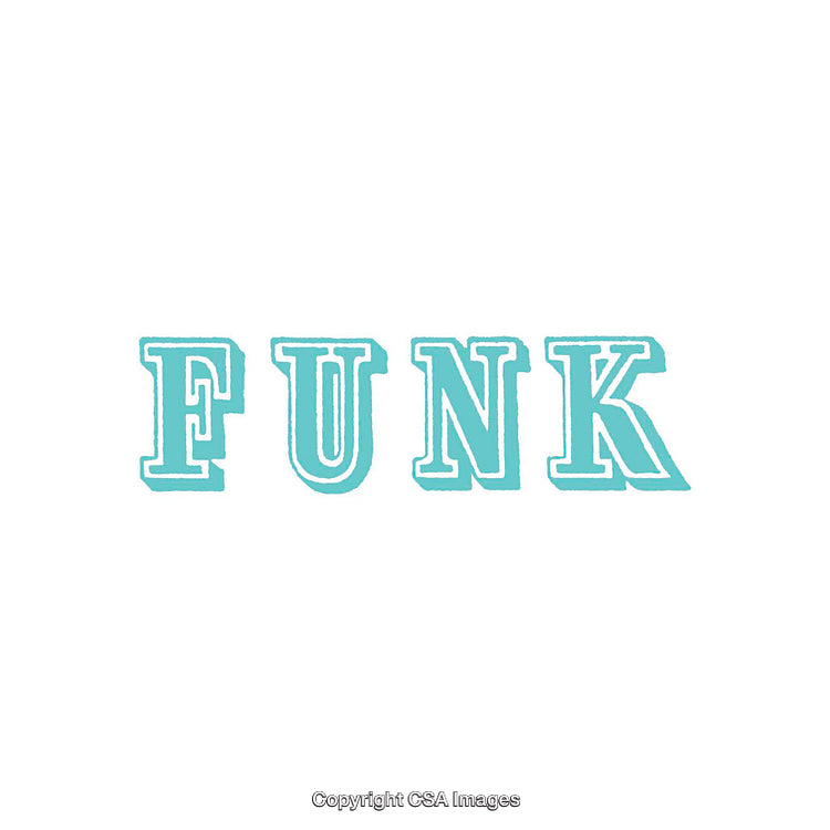Retro Typography Design Featuring the Word Funk in Blue on White