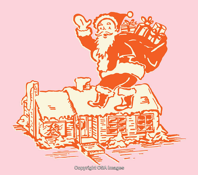 Santa Claus Delivering Gifts on a Snowy Rooftop With Festive Cheer