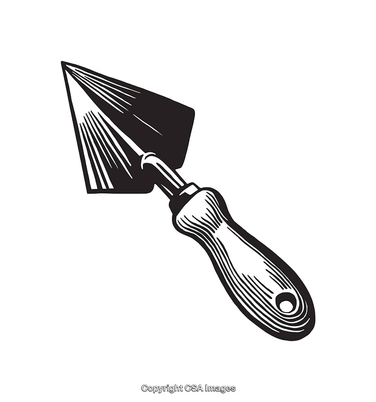 Black and White Line Art of a Masonry Trowel Tool
