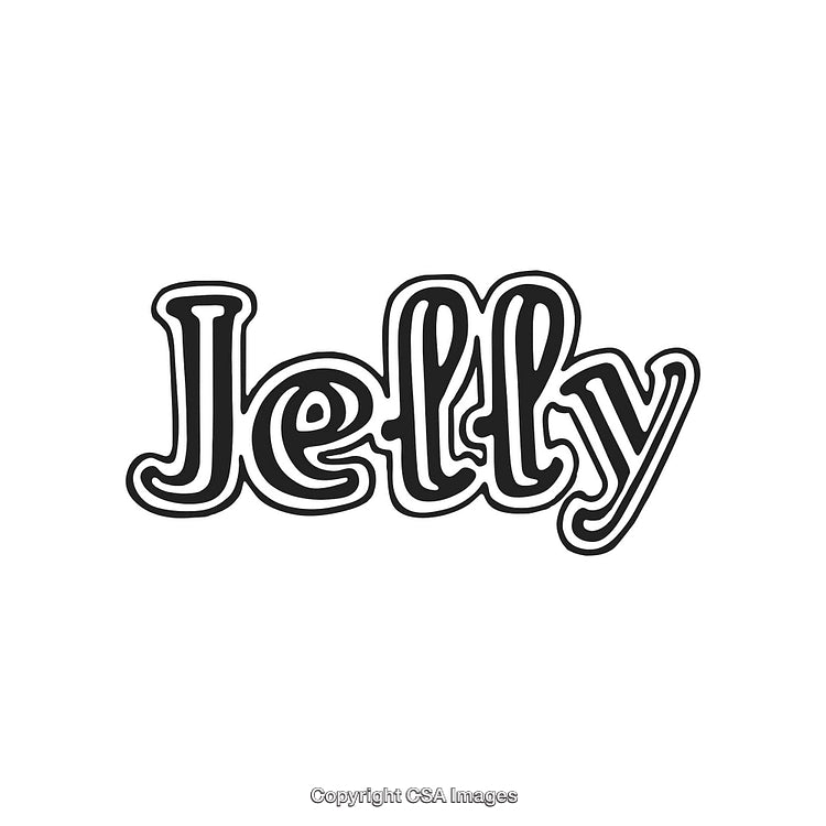 Creative Typography Design Featuring the Word 'Jelly' as Black and White Text
