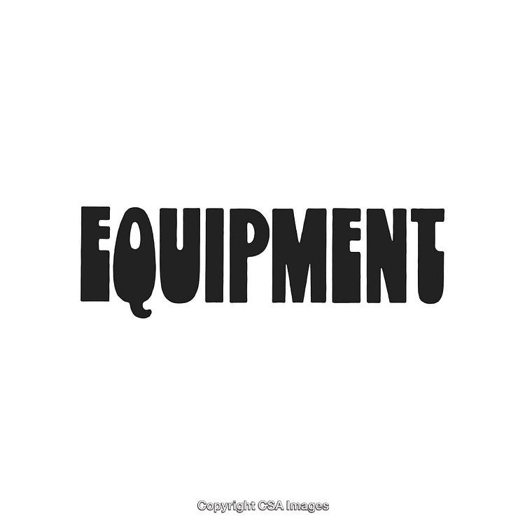 Black Equipment Text on White Background with Bold Lettering