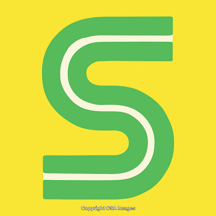 Stylized Letter S With Vibrant Green and Yellow Design