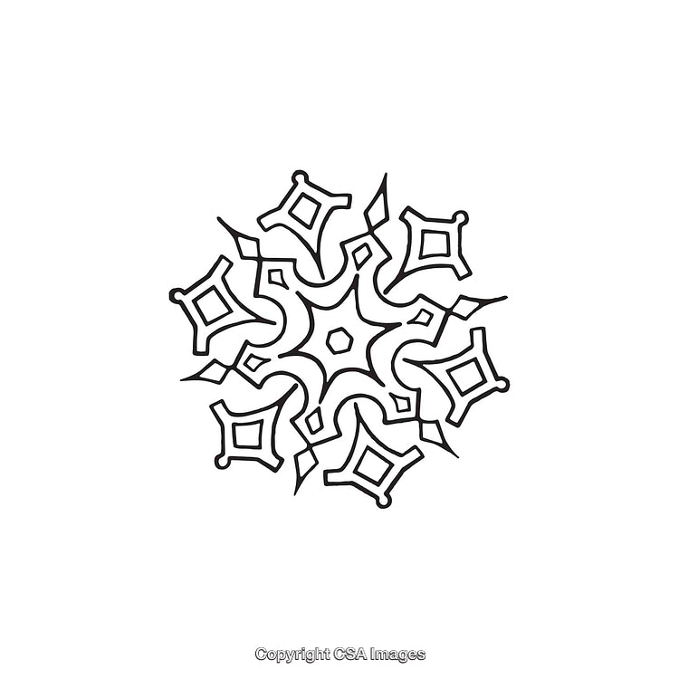 Decorative Geometric Symmetric Dingbat Design in Black and White
