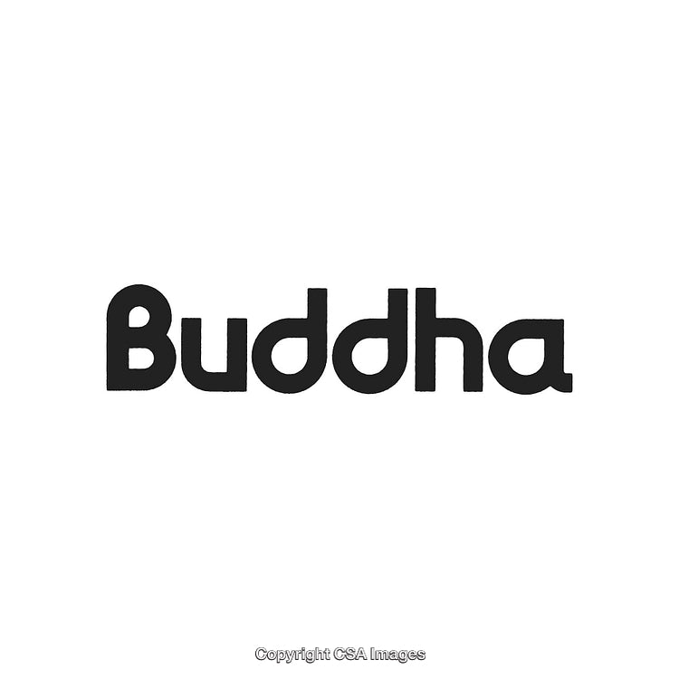 Minimalistic Black Text of Buddha on White Background
