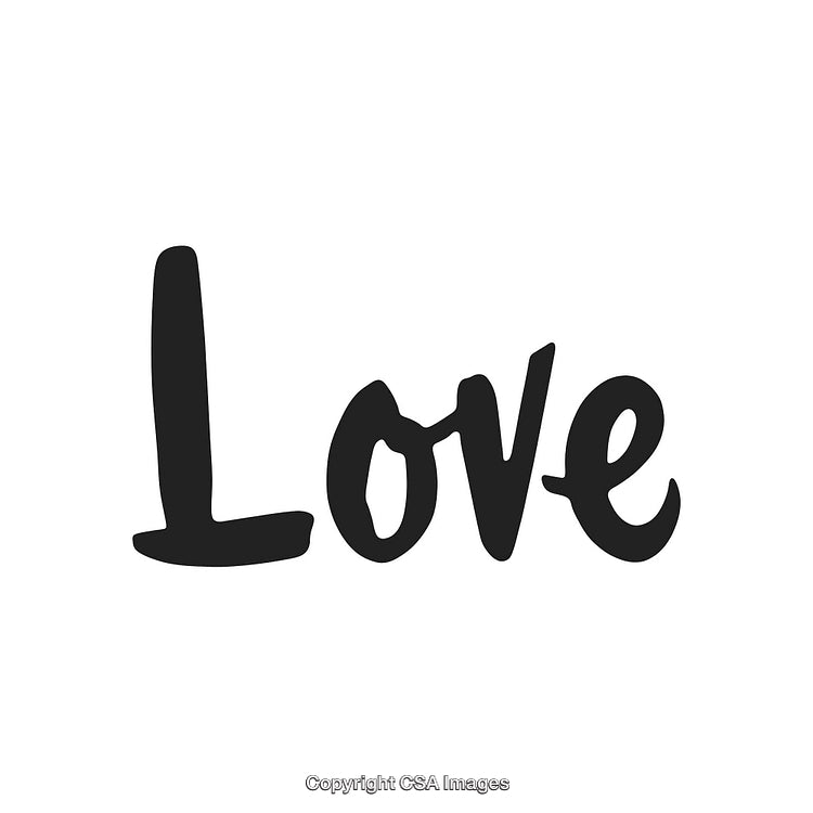 Bold Handwritten Word 'Love' in Black on White Background