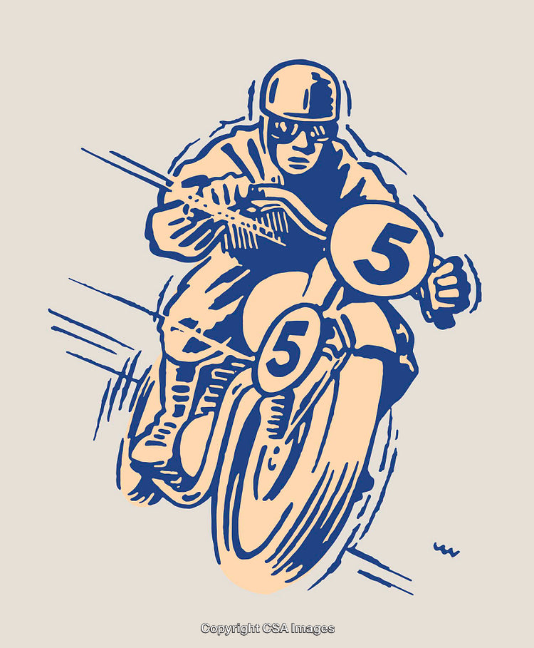 Vintage Style Illustration of a Racing Motorcyclist in Action