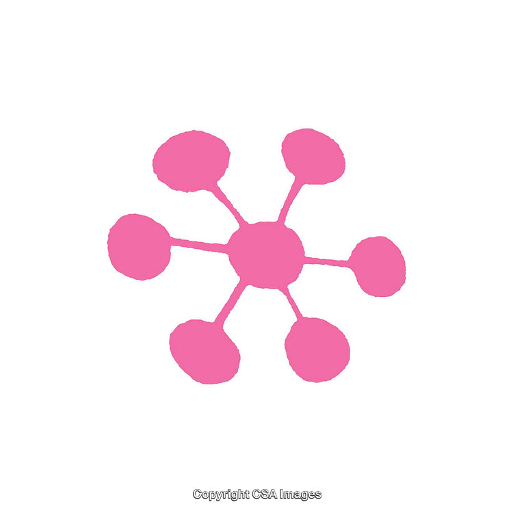 Pink Molecular Shape Icon on a White Background