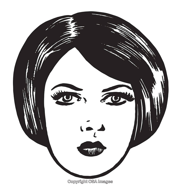 Monochromatic Illustration of a Woman's Face with Vintage Style Details