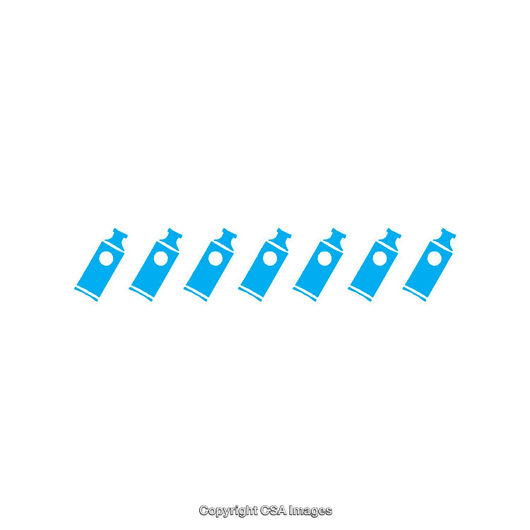 Pattern of Blue Bottles Arranged in a Diagonal Alignment on White Background