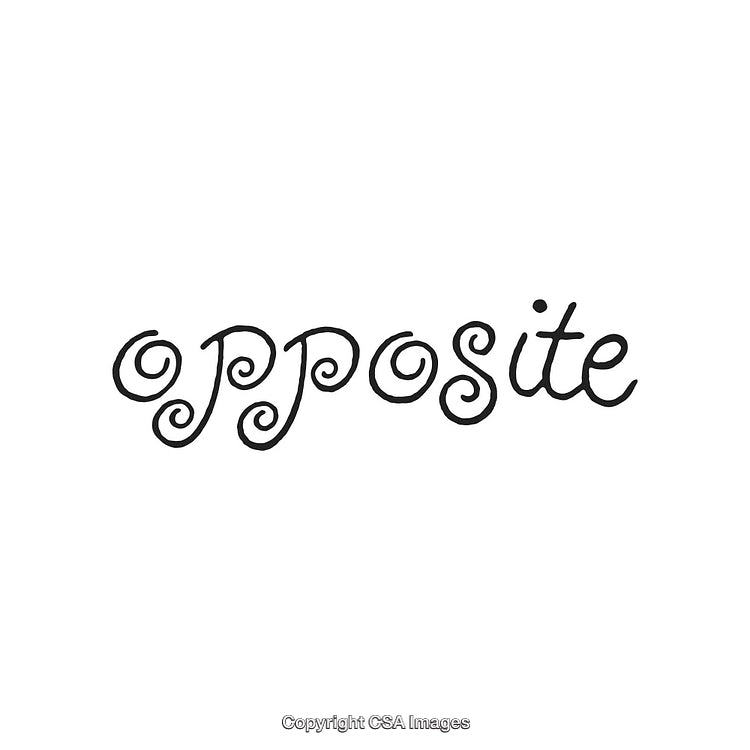 Artistic Handwritten 'Opposite' Text with Cursive and Decorative Letter Style