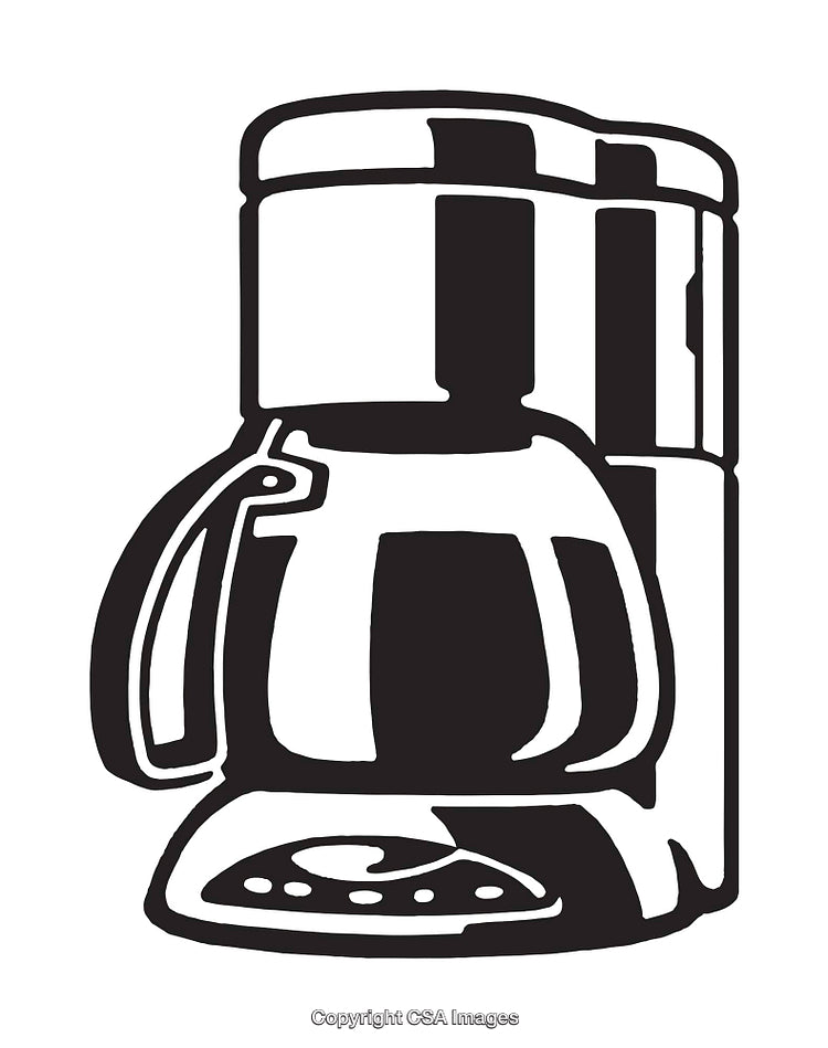 Black And White Line Art Illustration of a Coffee Maker Appliance