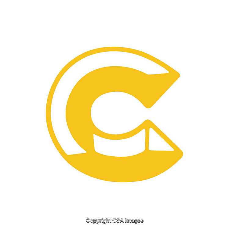 Bright Yellow Stylized Letter C on White Background