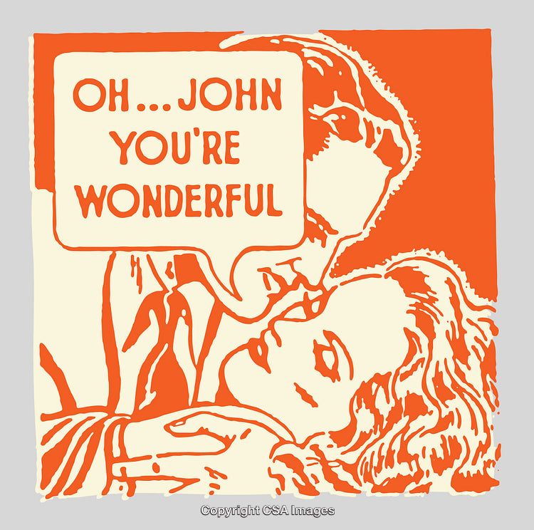 Vintage Style Romantic Illustration of a Loving Embrace With Speech Bubble