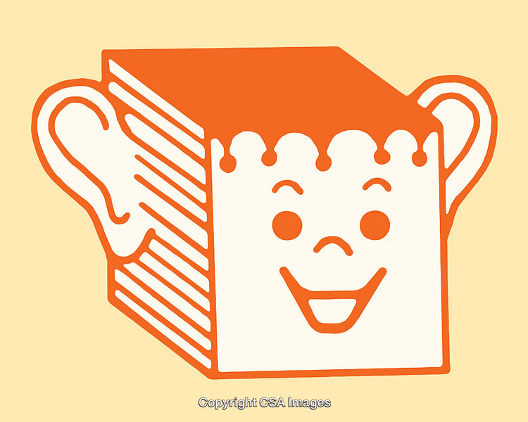 Abstract Illustration of Smiling Cartoon Block With Ears and Cheerful Aesthetic