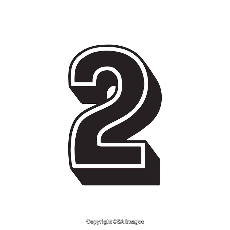 Bold Black and White Number Two Design on White Background