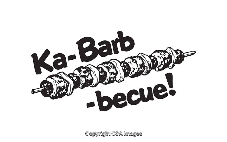 Vintage Skewered Meat Barbecue Line Art with Playful Text Design