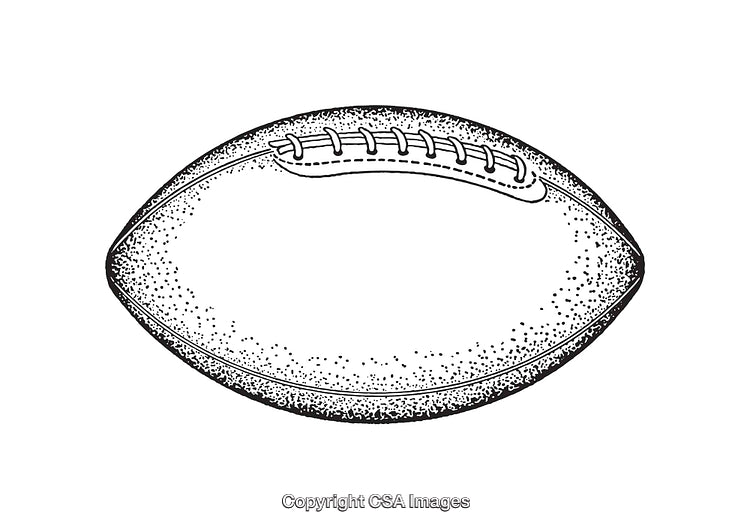 Detailed Black and White Illustration of a Classic Inflated Football