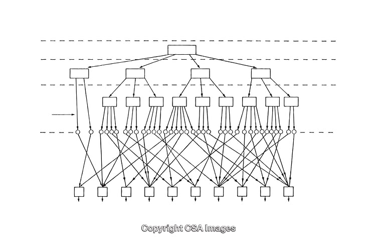 Detailed Black and White Diagram Illustrating a Network Connection Model