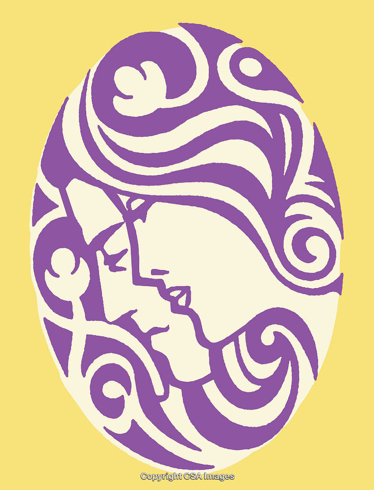Abstract Colorful Illustration of Two Faces in Line Art Style