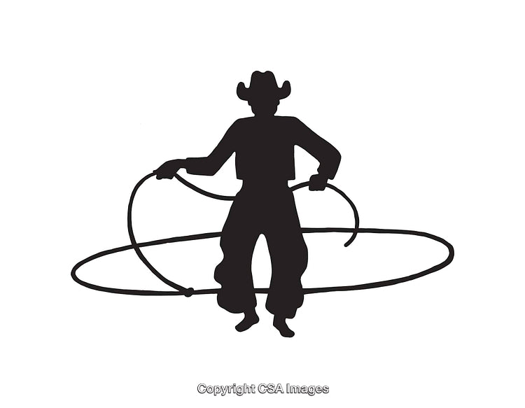 Silhouette of a Cowboy Twirling a Lasso in Motion