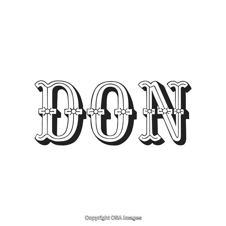 Vintage Decorative Typography Featuring the Word "DON" in Ornate Style