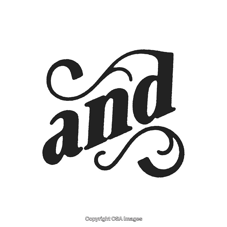 Stylish Calligraphy Design Featuring the Word 'And' with Elegant Swirls in Black