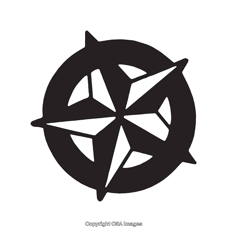 Black and White Compass Icon With Minimal Design