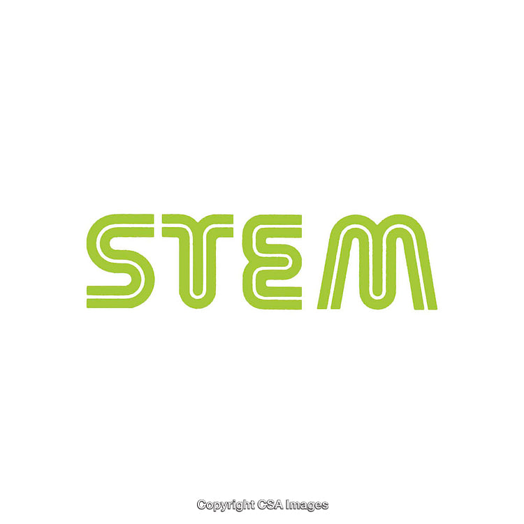Green STEM Logo Text on a White Background