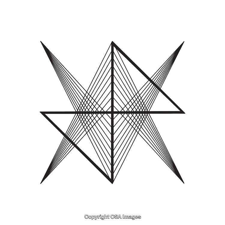 Black and White Symmetrical Geometric Design with Layered Star Patterns