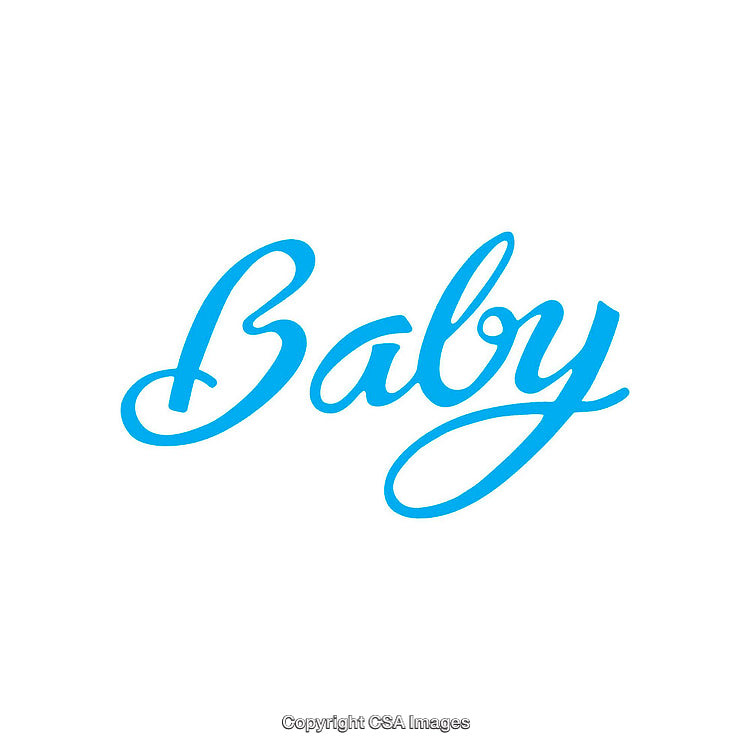 Stylish Blue Calligraphy of the Word Baby on a White Background
