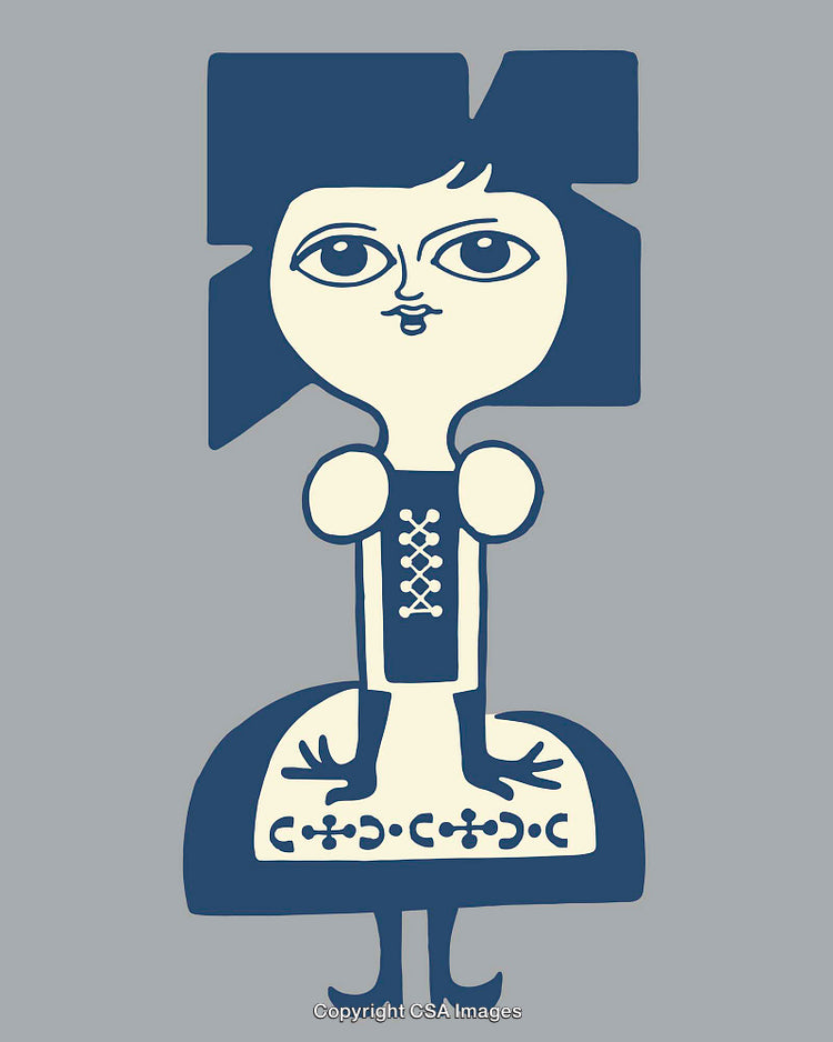Abstract Line Art Illustration of a Stylized Person in Blue on Gray