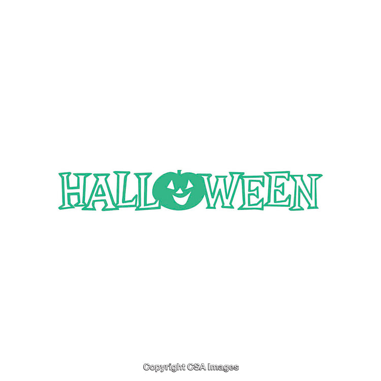 Halloween Word Art in Green with Stylized Pumpkin Icon