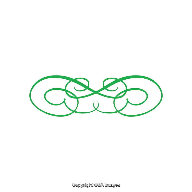 Elegant Green Flourish Ornament With Symmetrical Decorative Swirl Design