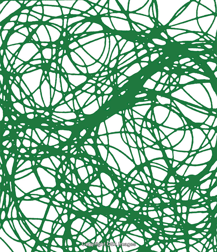 Abstract Green Pattern with Interwoven Lines on White Background