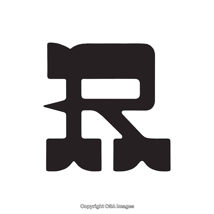 Bold Geometric Letter R Design in Black on White Background