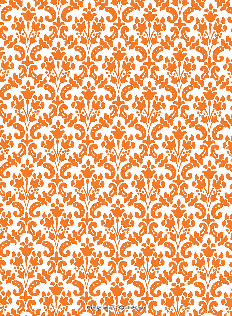 Elegant Orange Ornamental Pattern with Floral and Scrollwork Motifs
