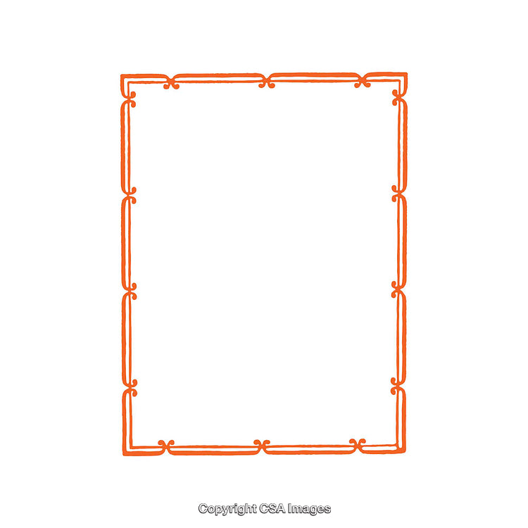 Elegant Orange Border Frame with Decorative Design Elements on White Background