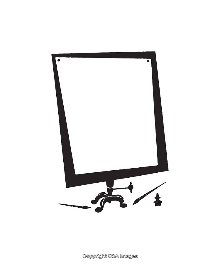 Minimalist Black and White Art Illustration of a Display Frame