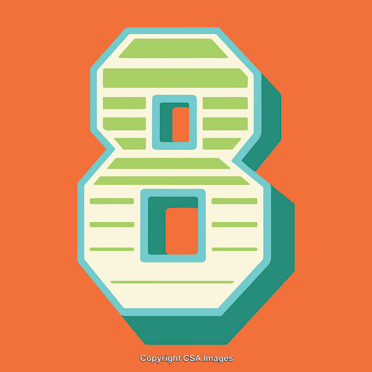 Colorful Geometric Design Featuring the Number Eight on a Vibrant Background