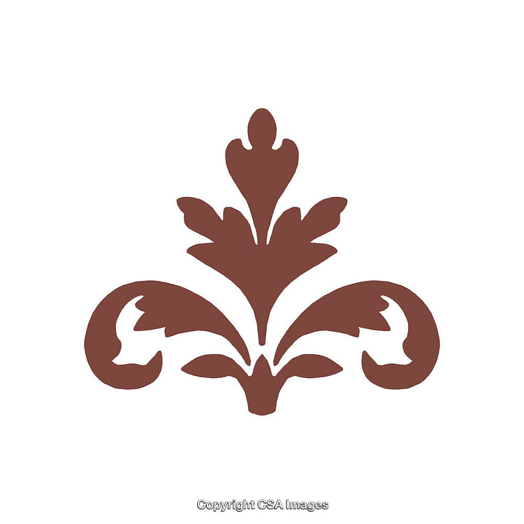 Classic Decorative Floral Pattern in Brown Monochrome Design on White Background