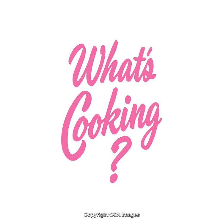 Stylized Pink Typography Design Featuring the Words 'What's Cooking.'