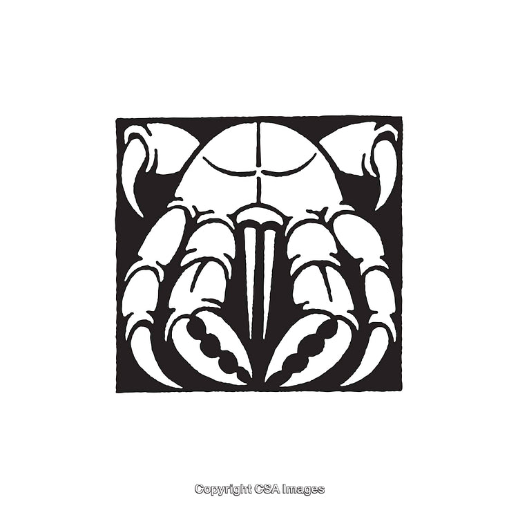 Intricate Black and White Line Art Illustration of a Crab