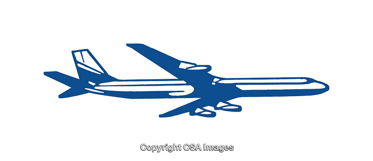 Blue Illustration of an Airplane Contour in Minimalist Style