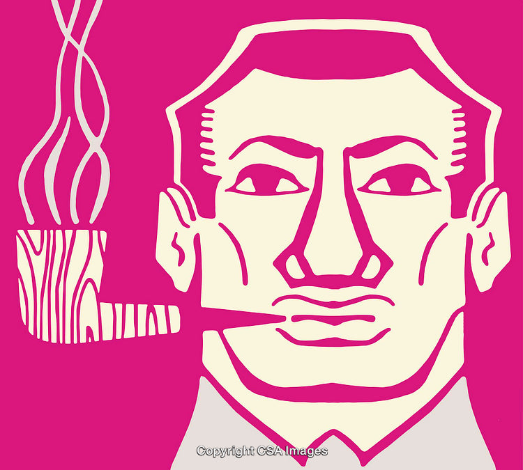 Abstract Line Art Illustration of a Man with a Smoking Pipe