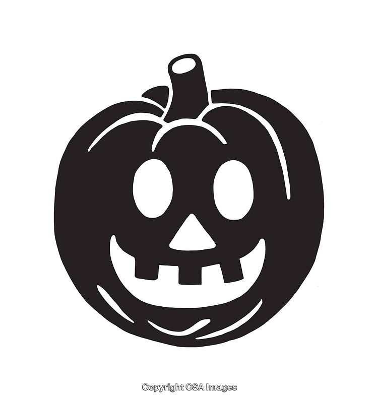 Black and White Jack-o'-Lantern Line Art Halloween Illustration