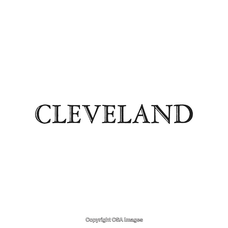 Elegant Black and White Text Showing the Word Cleveland in Classic Serif Font