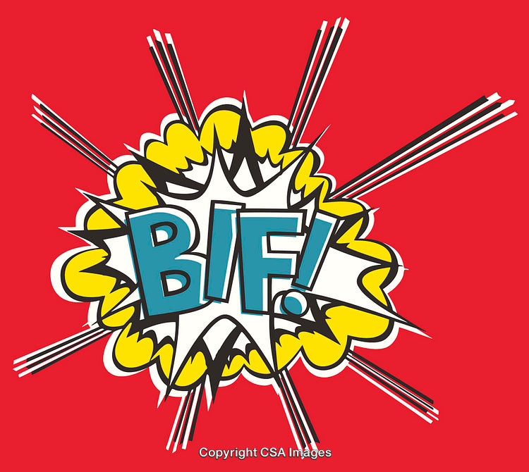 Dynamic Comic Book Style Explosion Design with Bold Text 'BIF!'