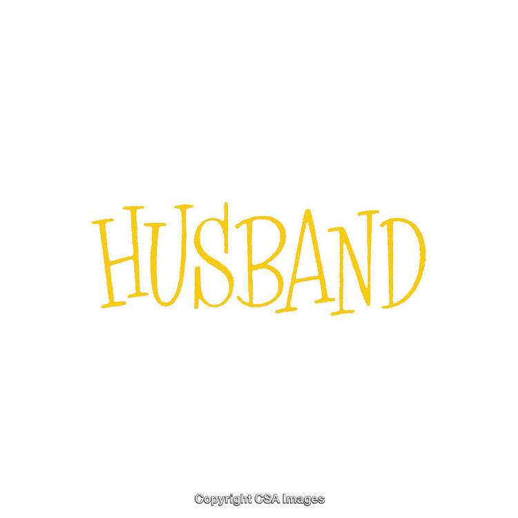 Single-Color Yellow Word Art Featuring 'Husband' in Bold Lettering